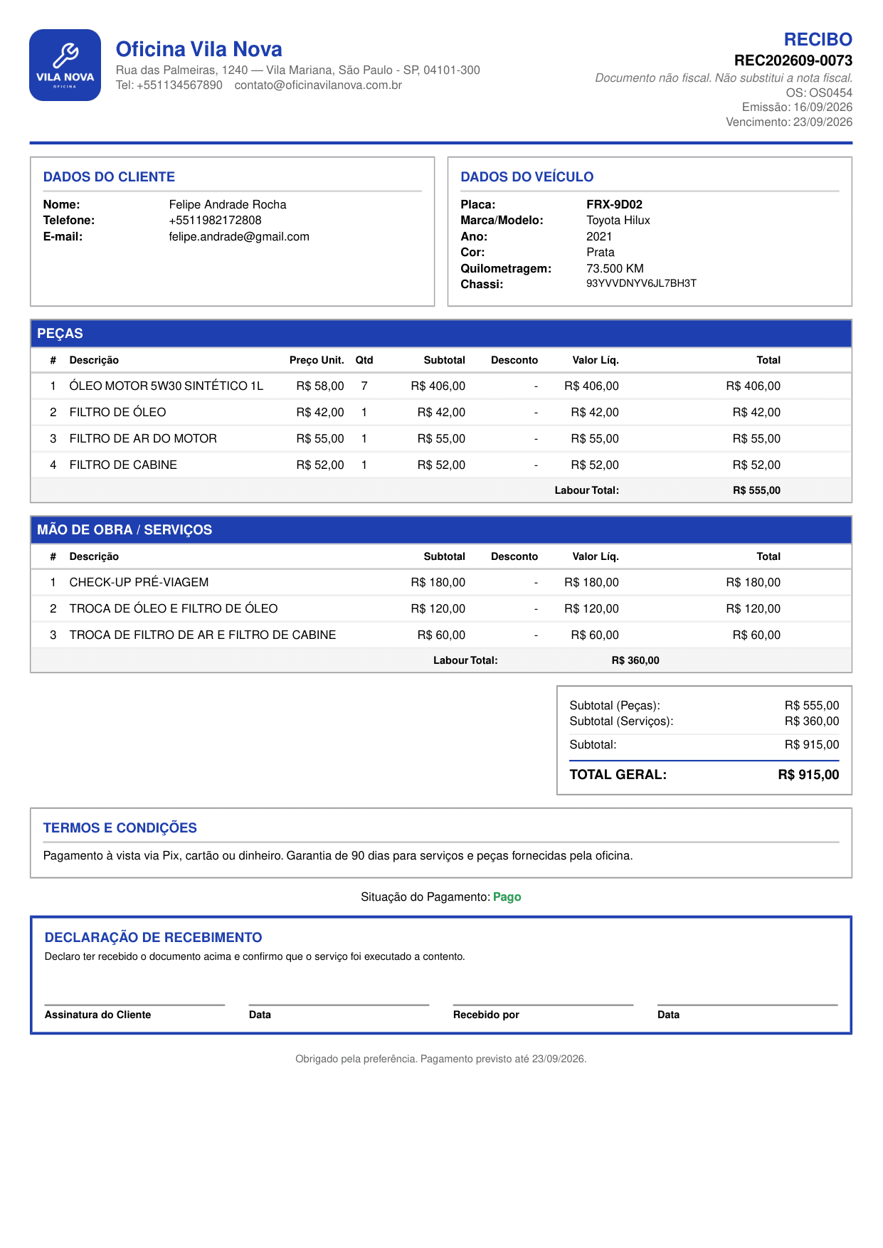 PDF do recibo
