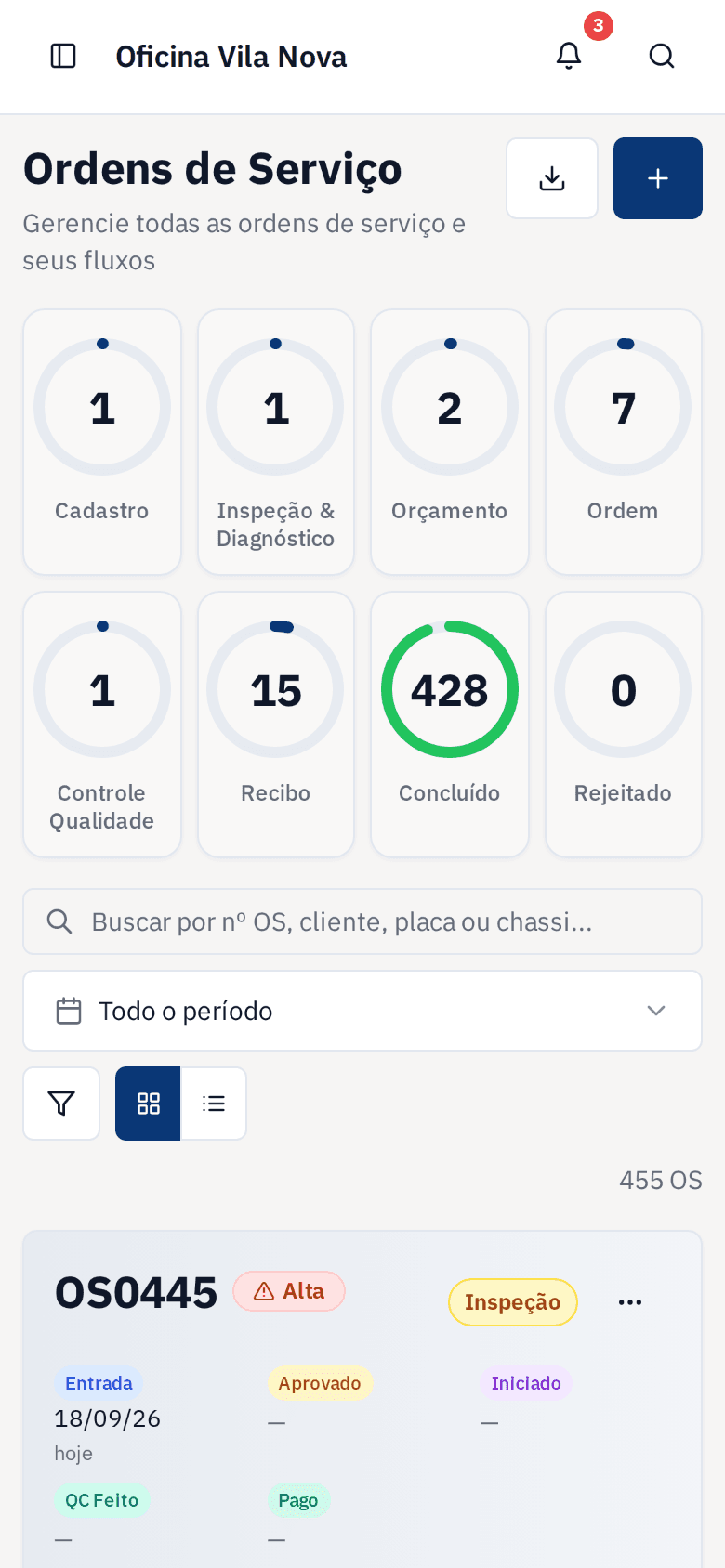 Ordens de serviço no celular
